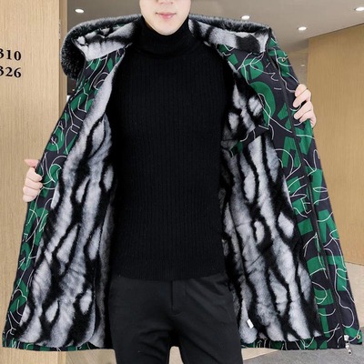 加绒加棉冬季中长款连帽加大加肥