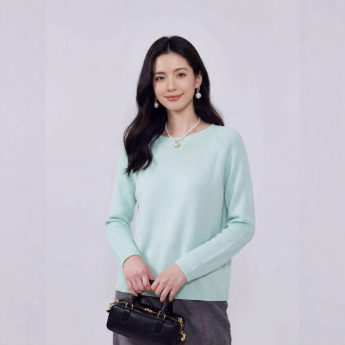 和纸纱圆领罩衫女慵懒宽松显瘦打底衫简约高级感针织衫长袖上衣