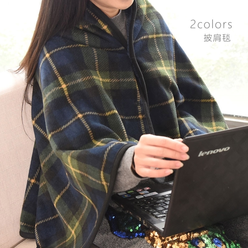 出口披肩小毛毯法兰绒办公室午睡斗篷冬季懒人保暖多功能盖毯