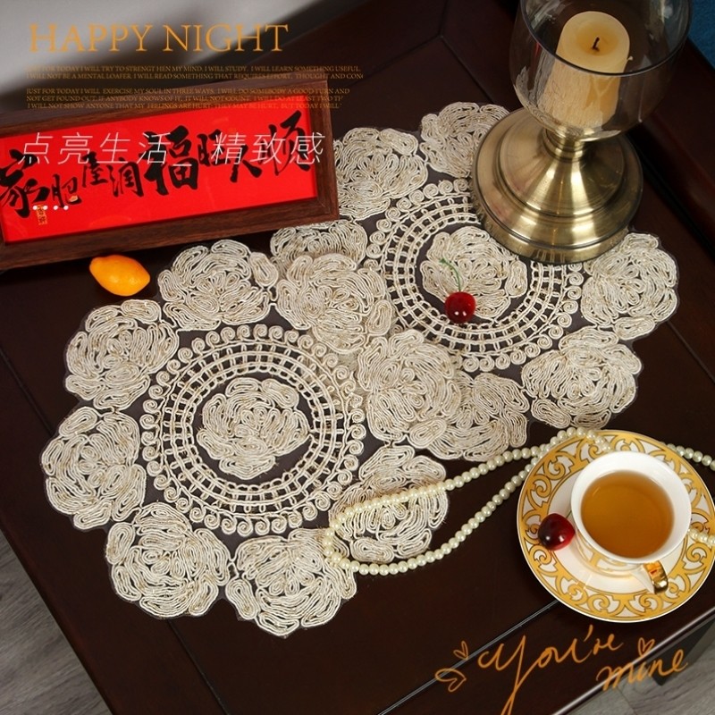刺绣餐垫台面吸水隔热垫咖啡机茶杯花瓶底座高级感布艺餐垫小桌垫