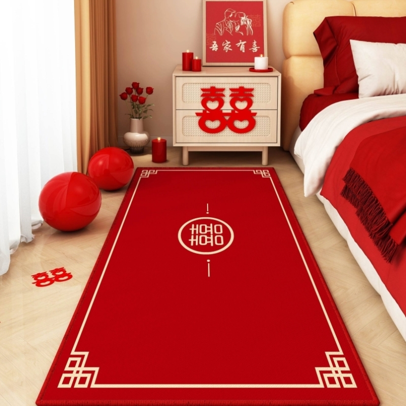红色喜庆入户门地垫结婚进门脚垫门口婚房红地毯家用新款喜字门垫
