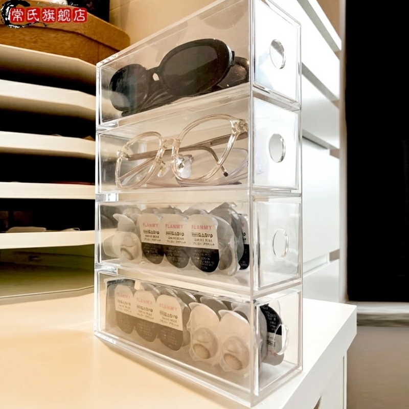 眼镜收纳盒多格透明墨镜展示抗压隐形美瞳盒日抛大容量便携桌面
