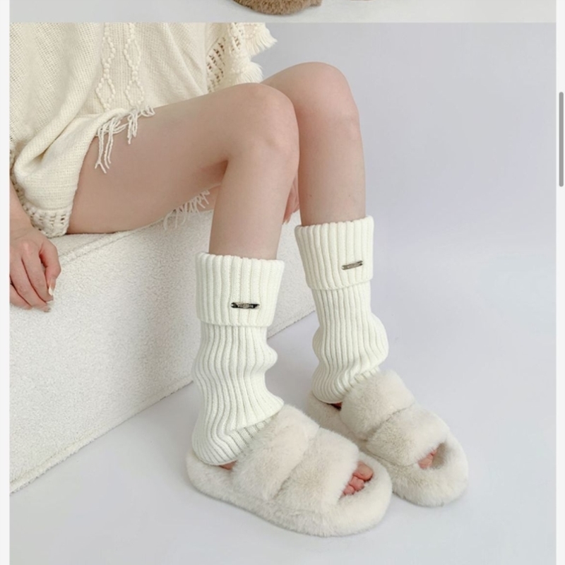 白色袜套堆堆袜腿套女春秋冬季中筒配jk小皮鞋雪地靴鲨鱼裤针织袜