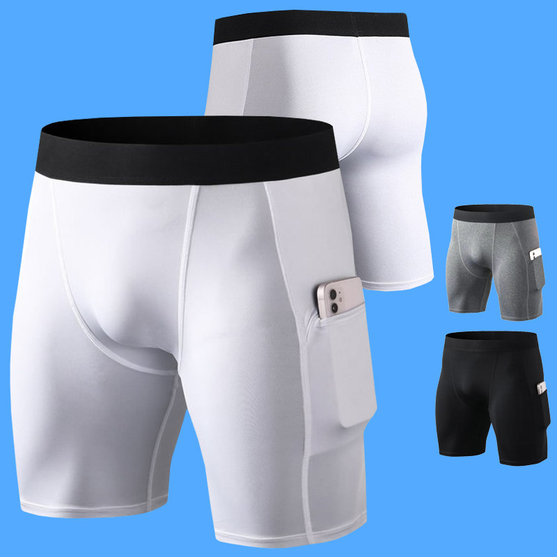 紧身裤男篮球健身田径五分裤高弹速干运动短裤训练跑步口袋打底裤