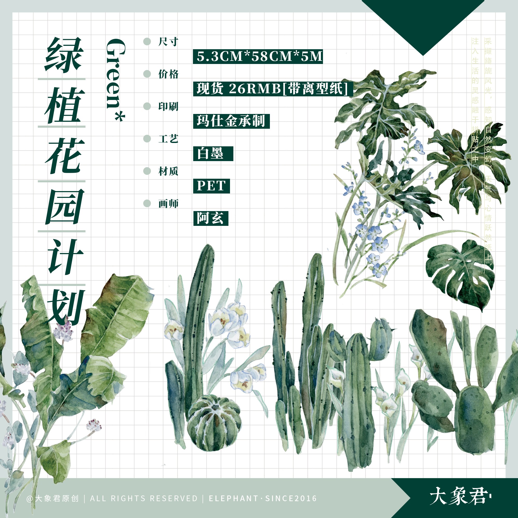 大象君胶带分装 花园绿植计划  呦呦鹿鸣