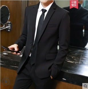 潮流一粒扣纯色西装 英伦韩版 男外套 新品 灰色翻领西服男2022春季