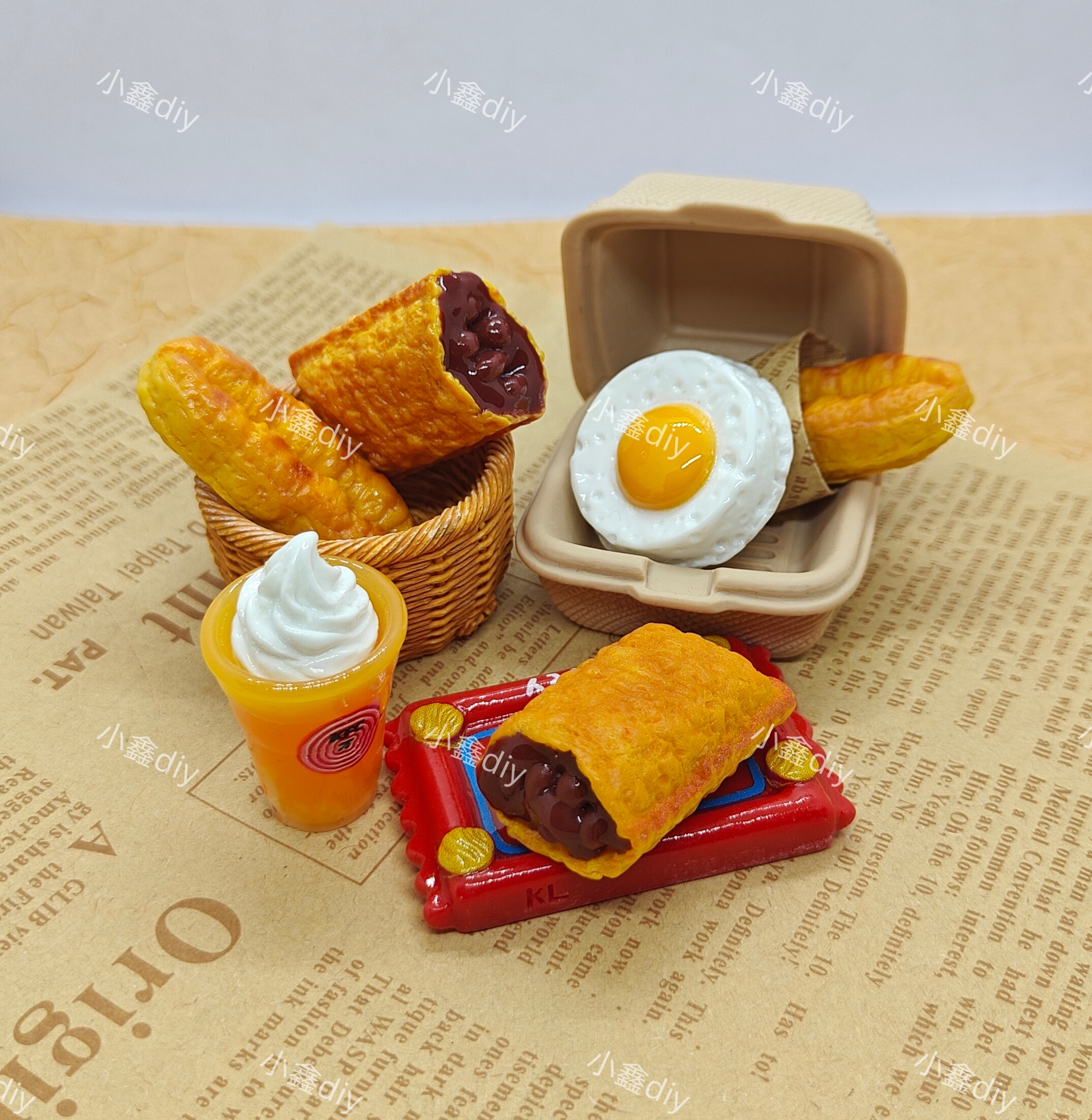 DUOYE/朵爷定制KFC系列微缩食玩手工树脂diy摆件仿真配件摆设