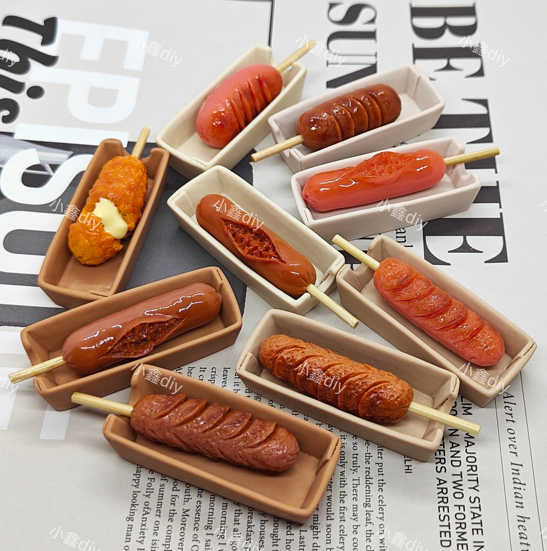 DUOYE/朵爷定制烤肠系列盒子diy手工树脂摆件奶油胶仿真微缩食玩
