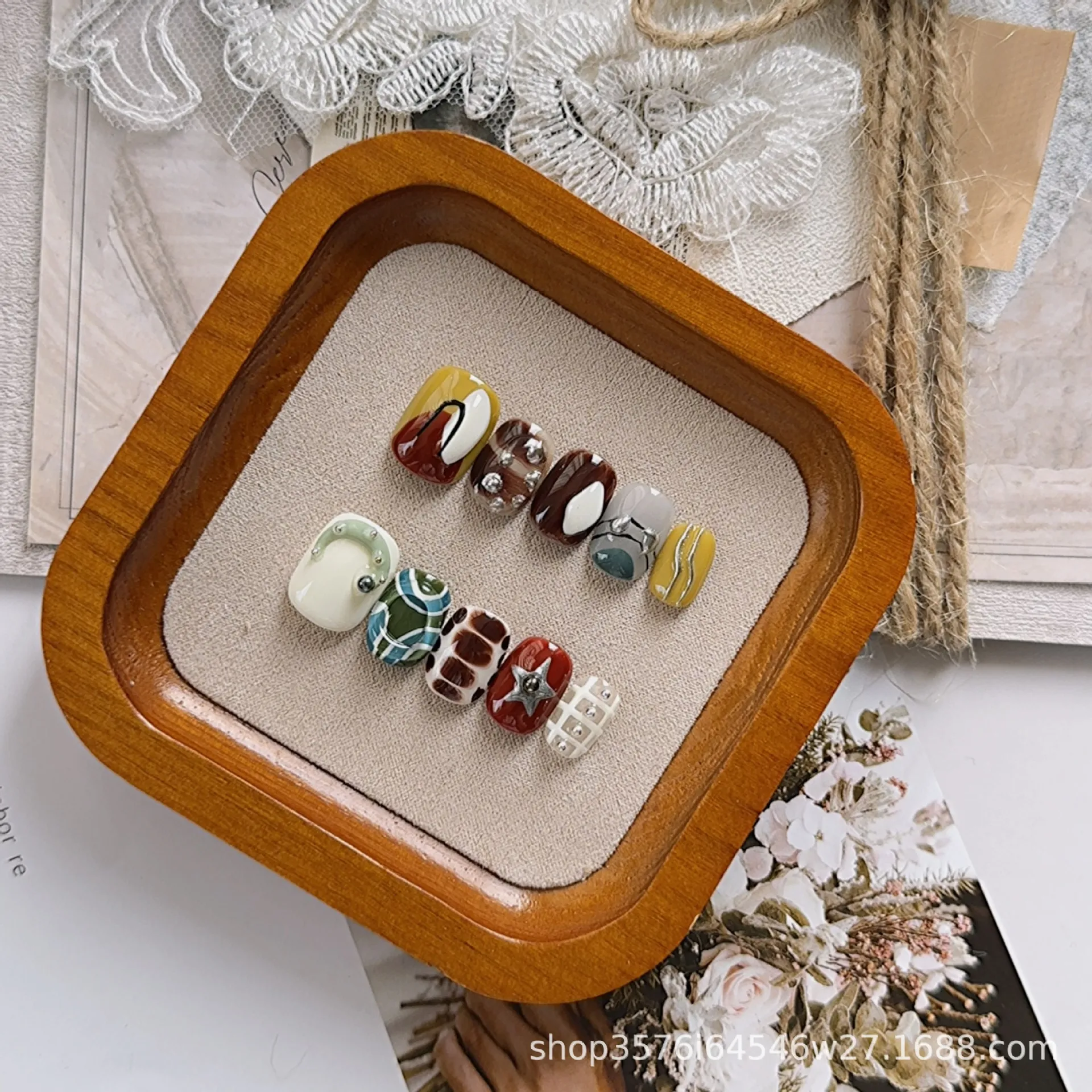 实拍穿戴甲 小众 系列短款纯手工穿戴美甲