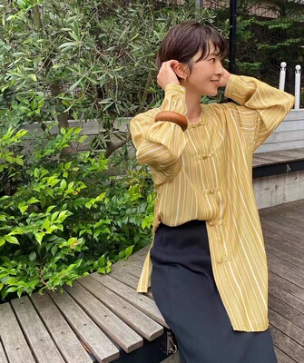 古风宽松盘口中长袖棉