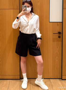 Lu台湾原面料 Daydrift 女士褶饰款高腰百慕大短裤