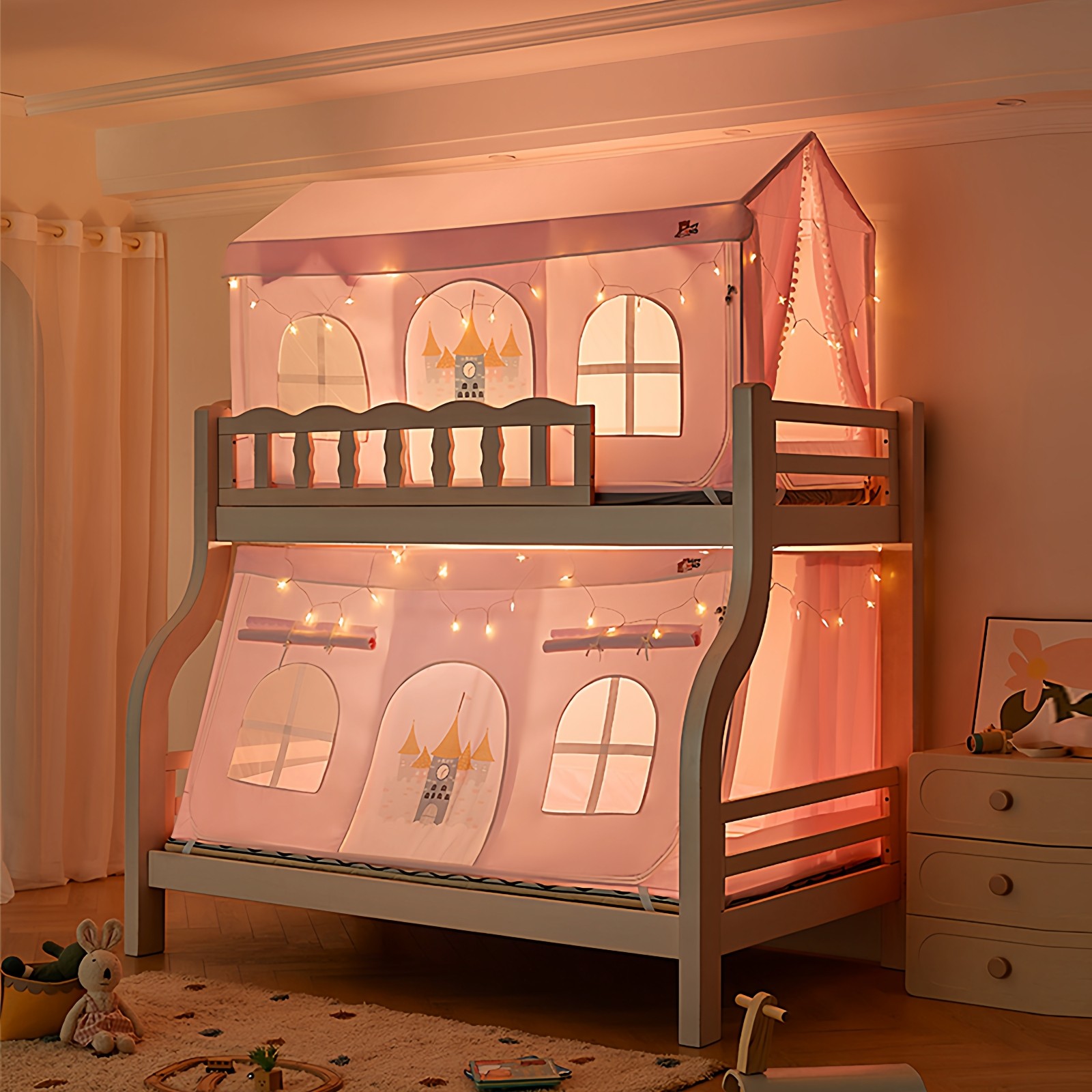 子母床蚊帐1.5m上下铺1.2梯形家用床帘1.0儿童双层高低床2025新款,床上用品,蚊帐,淘宝优惠券,粉丝福利购,淘宝优惠卷