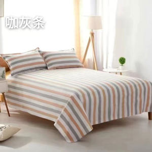 粗布床单彩条床单舒适床上单子双人全棉被单
