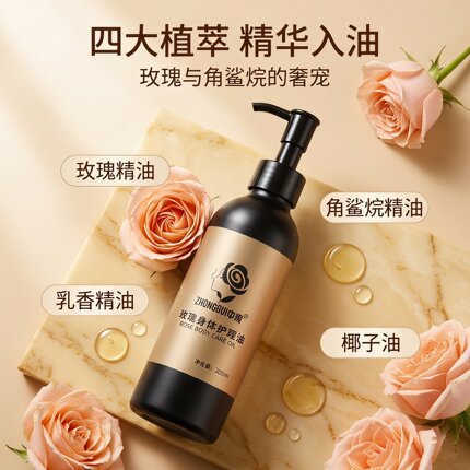 玫瑰身体精油 植萃以油养肤敏感肌润肤油 居家SPA按摩精油 200ml