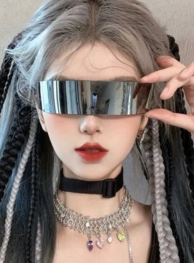 科技感长方形赛博朋克一体式墨镜
