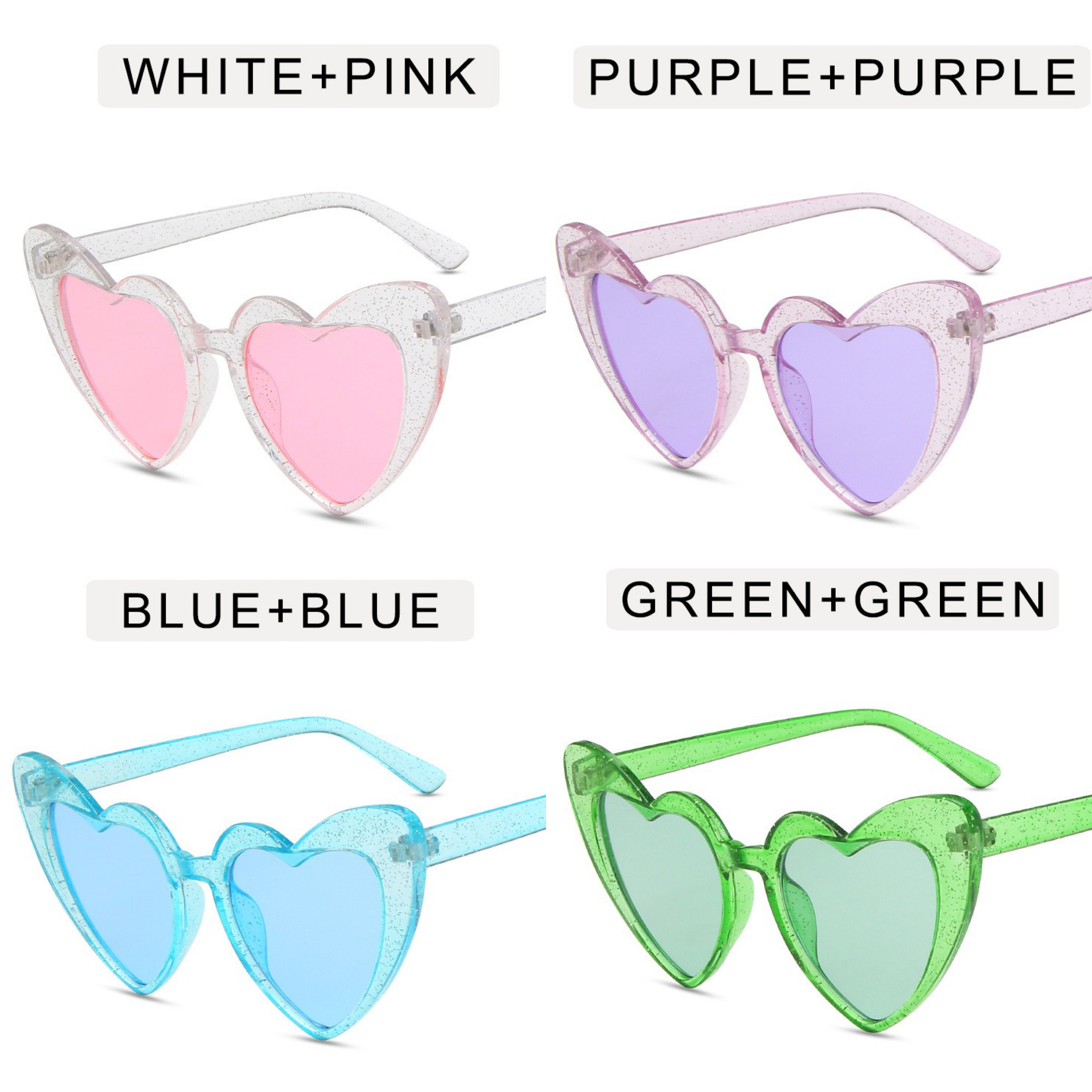 闪粉夜店新款爱心形桃心粉色太阳镜显脸小原宿风软妹学生自拍墨镜