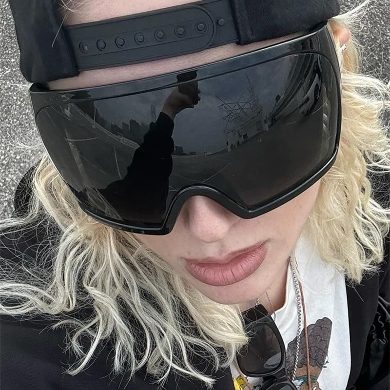 陈赫同款黑色一体式超大滑雪骑行墨镜男女运动未来感太阳眼镜