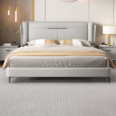 奔斯主卧床软包真皮床双人储物床