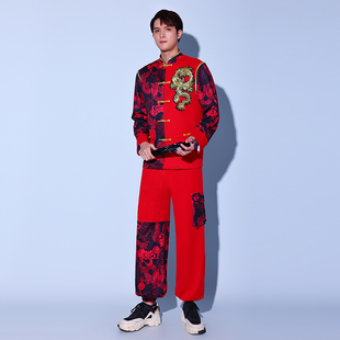 男团爵士舞服装中国风舞台装男舞蹈服国潮嘻哈街舞套装成人表演服