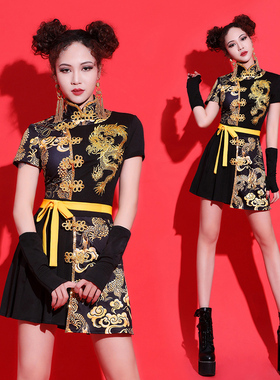 jazz女装跳舞套装中国风复古现代舞服装爵士舞连衣裙ds演出服新款