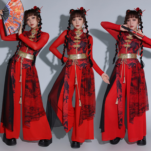 年会跳舞衣服国风团体表演服女团爵士舞蹈服 中国风演出服女套装
