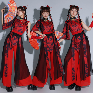 女团演出服套装 打鼓服年会中国风跳舞衣服成人爵士舞蹈服女 新款