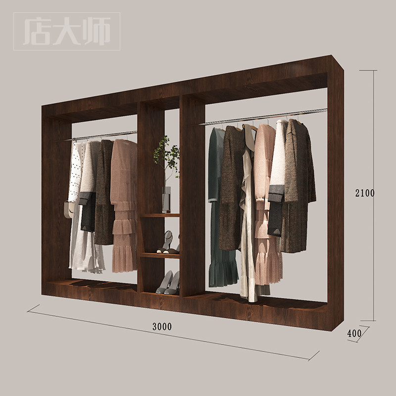 网红拍照高档服装店落地式挂衣架陈列柜直播展示柜女装店组合衣柜