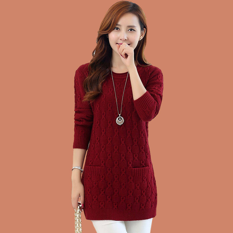 2025春秋季新款毛衣女士宽松洋气外穿中长款套头上档次针织打底衫