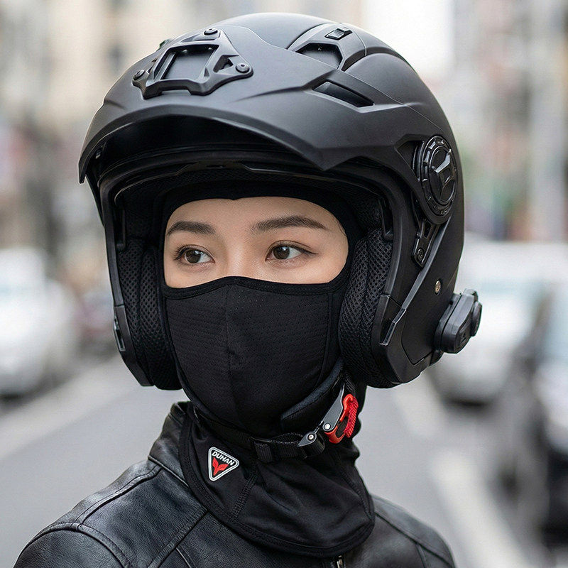 杜汉摩托车头套冰丝凉感头盔内衬口部立体防脱妆吸汗速干透气面罩