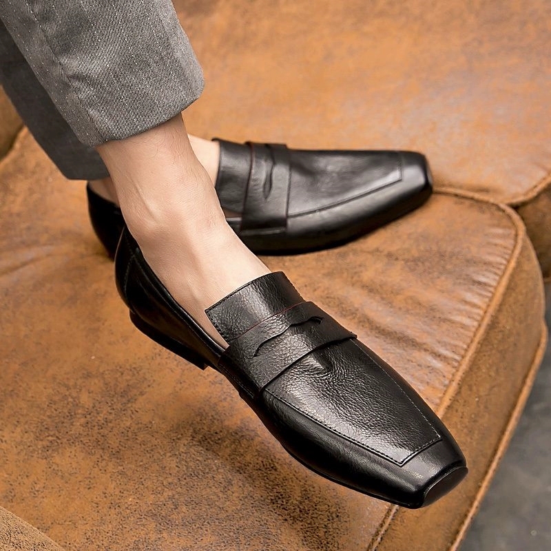 秋季新款真皮男鞋透气一脚蹬乐福鞋商务休闲鞋潮流时尚皮鞋220830