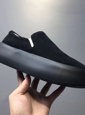 帕达索乐福鞋男一脚蹬秋季黑色翻毛休闲厚底板鞋套脚懒人鞋220710