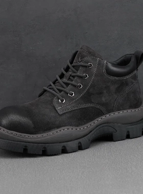 帕达索男鞋秋冬新款保暖休闲工装马丁靴真皮防滑厚底加棉鞋241121