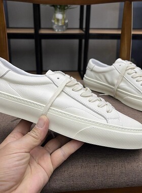 2025秋季真皮小白鞋男简约日系板鞋潮流男士软底透气休闲鞋230323