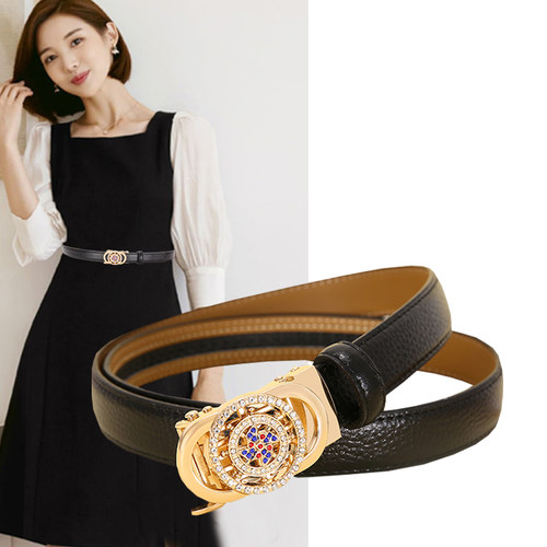 旋转扣女自动扣真皮潮流装饰腰带