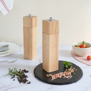 方形黑胡椒粒研磨器实木家用手动撒料现磨碎海盐调料瓶白花椒粉