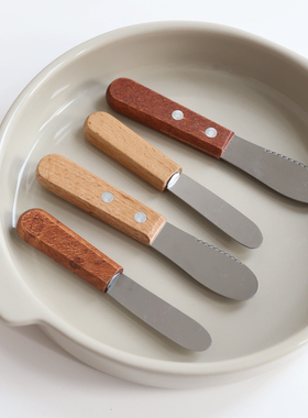 复古木柄果酱刀奶油抹刀不锈钢牛油刀早餐奶酪刀烘焙工具黄油抹刀