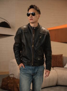 特叔毒液二代复刻RRL美式复古休闲真皮皮衣机车皮夹克春款外套