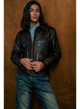 特叔1930一代复古真皮皮衣RRL复刻男士牛皮夹克春秋季款外套