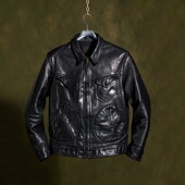 特叔复古皮衣门多萨农场主牛皮外套水洗真皮RRL做旧翻领早春夹克