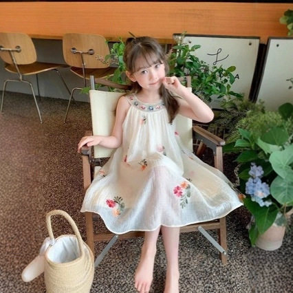 儿童韩版洋气公主裙2025夏装女宝宝可爱背心裙纱裙女孩连衣裙