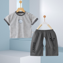 婴幼儿夏装男宝宝开裆裤短裤套装婴儿分体衣服薄款a类纯棉外穿套