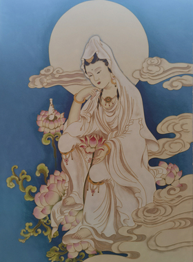 景泰蓝掐丝珐琅釉料苏柏斗坐莲白衣观音菩萨DIY套件材料包成品