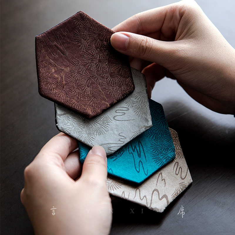 言席新中式宫廷风仿丝杯垫隔热垫