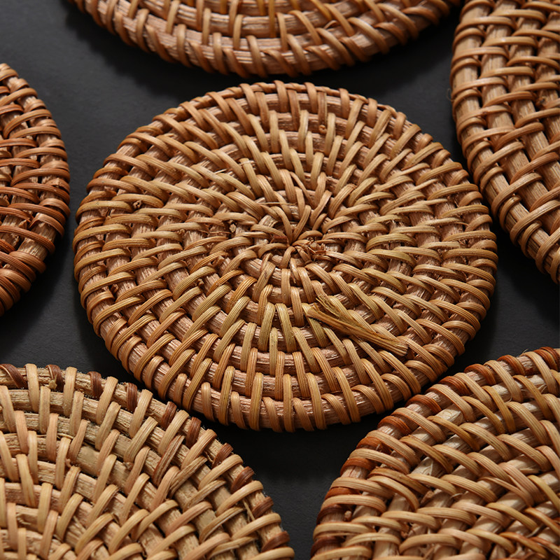 手工编织越南秋藤编杯垫功夫茶具隔热垫藤草养壶垫藤木紫砂茶壶垫