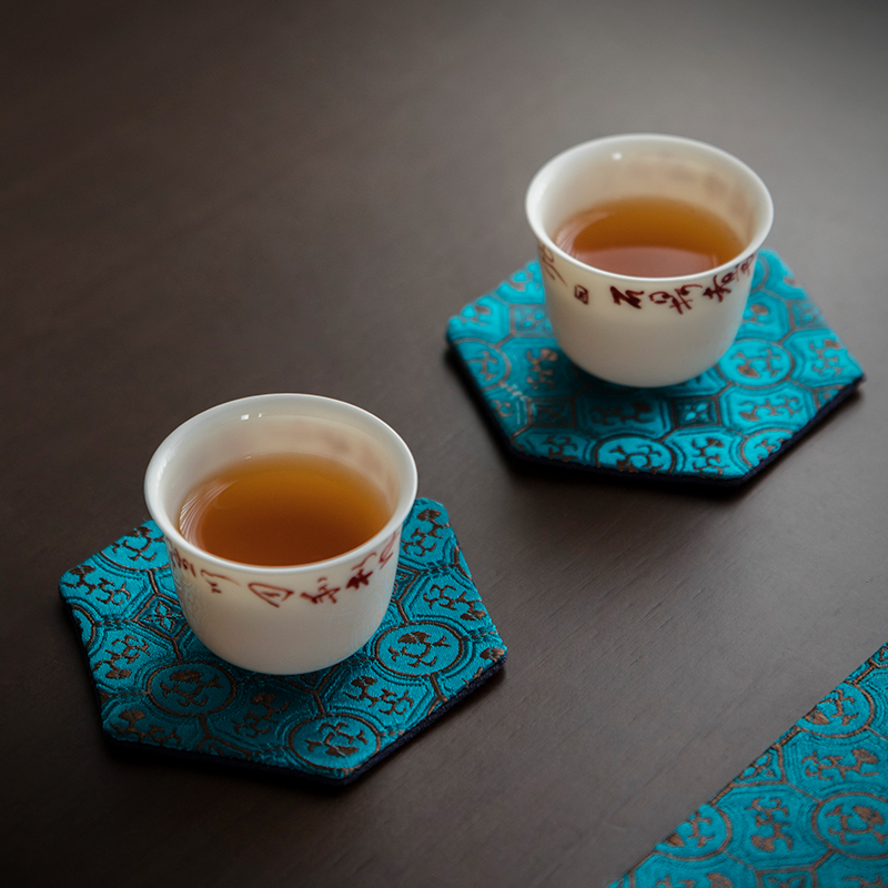 言席中式宫廷风仿丝宋锦茶道杯垫
