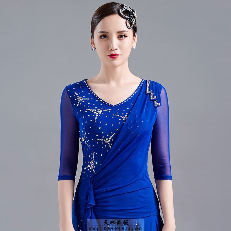 新品摩登舞国标舞三步踩吉特巴水兵舞进口水晶麻奥钻广场舞交谊舞