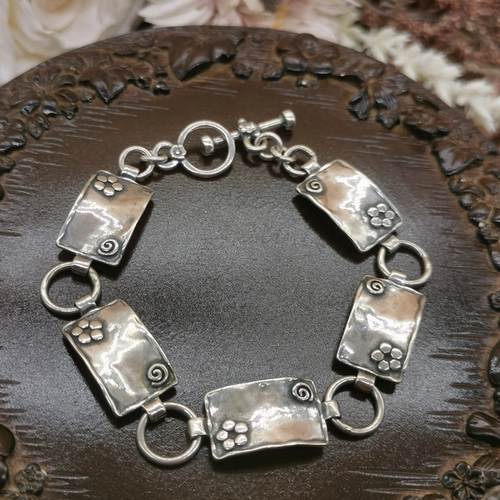 Vintage中古欧洲回流925银老手作手链17cm