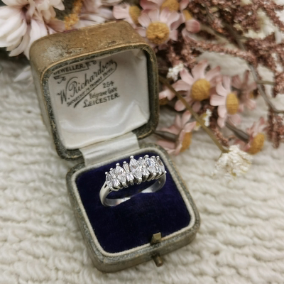 Vintage中古欧洲回流925银锆石戒指20号