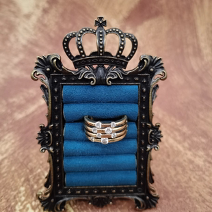 Vintage中古欧洲回流925银鎏金锆石戒指21号