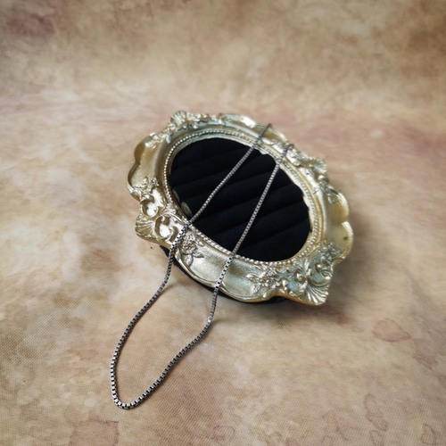 Vintage中古欧洲回流925银盒子链项链40cm